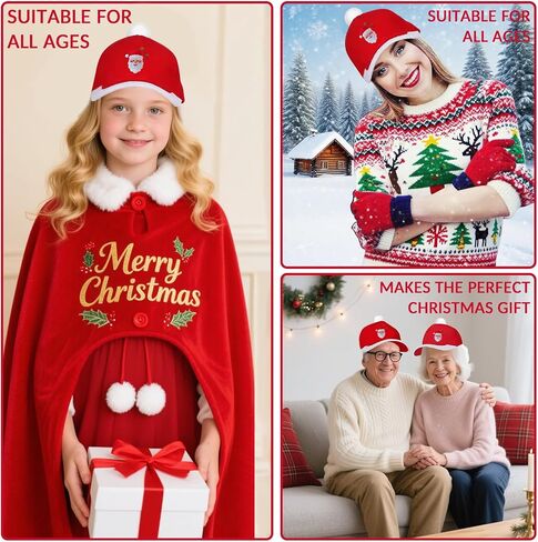 Unisex Red Christmas Baseball Cap Adjustable Cotton Plush Top Hat for Adults & Kids in Saudi Arabia
