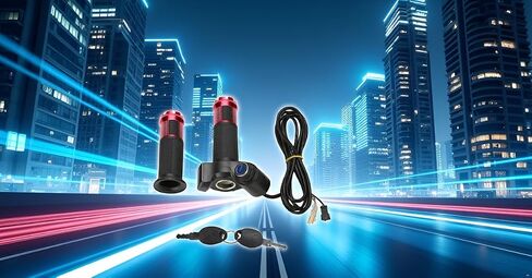 صمام خانق كهربائي بمقبض خانق مع شاشة LED لخزانة مفتاح الطاقة للدراجات النارية والدراجات النارية E (أحمر) in Saudi Arabia