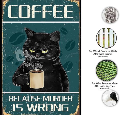 القهوة علامة معدنية خمر علامات المطبخ جدار ديكور لأن القتل خطأ مضحك القصدير علامات بار زينة ملصق فني 8x12 بوصة in Kuwait