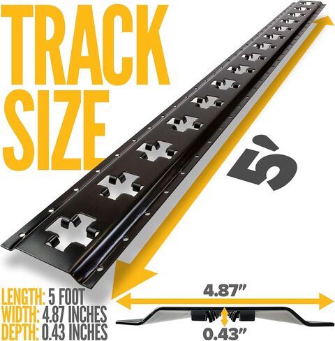 قضبان المسار X للتحكم في الشحن الأمريكي (4 عبوات)، سكة حديد X-Track سوداء بطول 2 قدم للمقطورات والشاحنات الصغيرة والكراجات والحظائر - تستخدم مع أشرطة المسار الإلكتروني للمحاذاة الرأسية والأفقية in Kuwait
