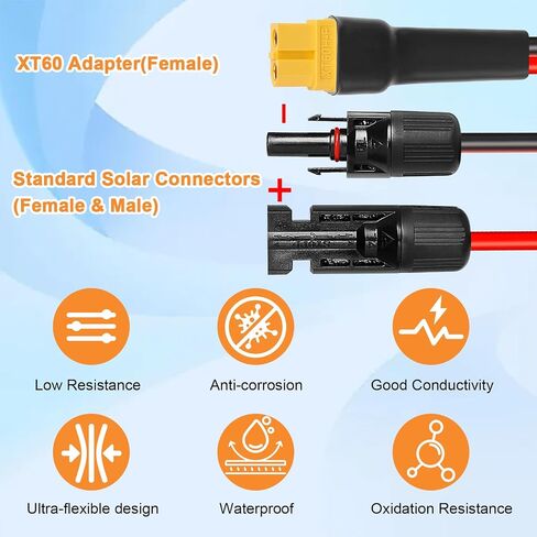 10AWG 2FT XT60 كابل تمديد للطاقة الشمسية 2 3 6 10 15 20 25 35 40 50 75 100FT XT60 موصل تمديد للطاقة الشمسية محول كابل سمكا أنثى إلى ذكر لمحطة الطاقة المحمولة لوحة طاقة شمسية RC بطارية LiFePO4 in Kuwait