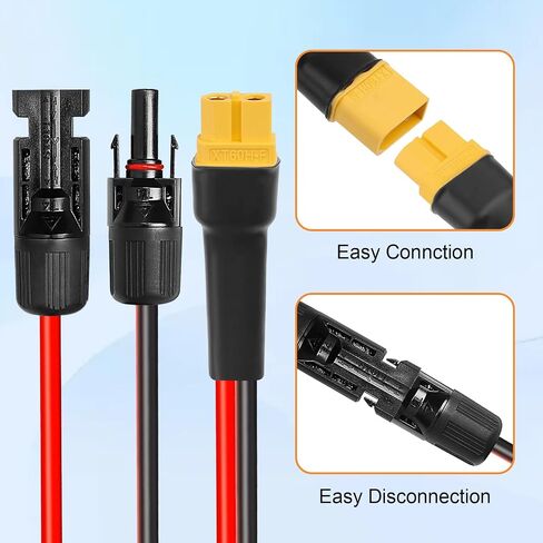 10AWG 2FT XT60 كابل تمديد للطاقة الشمسية 2 3 6 10 15 20 25 35 40 50 75 100FT XT60 موصل تمديد للطاقة الشمسية محول كابل سمكا أنثى إلى ذكر لمحطة الطاقة المحمولة لوحة طاقة شمسية RC بطارية LiFePO4 in Kuwait