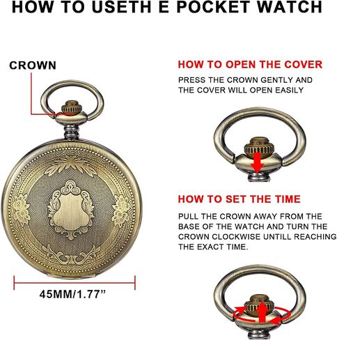 Both Sides Gold Carved Flower Quartz Pocket Watch Quartz Movement, Quartz Pocket Watches with Chain Clip for Men-Gold in Kuwait