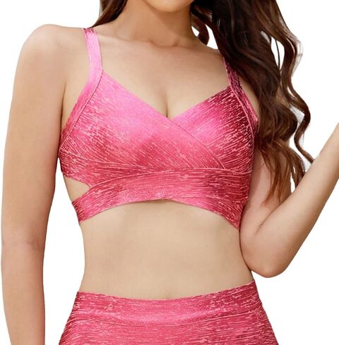 Bandage Top Metallic Bandage Top for Women Bodycon Bandage Crop Top Women Bras Wireless in Saudi Arabia