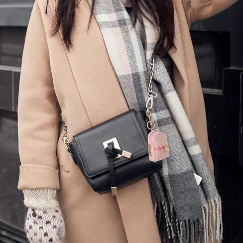 Mini Backpack Keychain – PU Leather Tiny Backpack Coin Purse for Women, Cute Keychain Wallet for Keys, Cards, Coins & Lipstick, Pink in Saudi Arabia