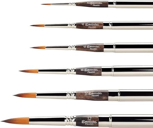 Escoda Chronos Series Professional Artist Watercolor Travel Brush Set with Synthetic Leather Wallet, 6 Round Travel Brushes, Synthetic Fiber Mix in Kuwait