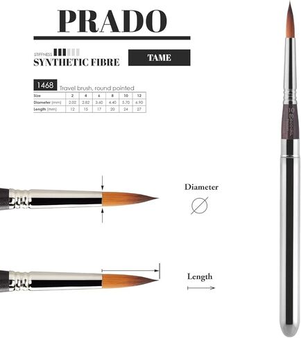 Escoda Chronos Series Professional Artist Watercolor Travel Brush Set with Synthetic Leather Wallet, 6 Round Travel Brushes, Synthetic Fiber Mix in Kuwait