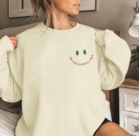 BeWithYou In My Auntie Era Sweatshirt for Women Aesthetic Cool Aunt Sweatshirts Cute Oversized Graphic Long Sleeve Pullovers in Kuwait