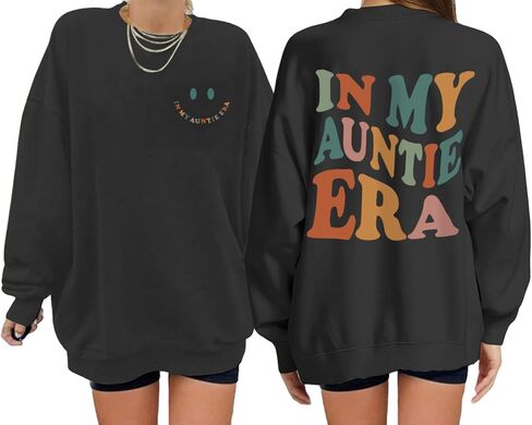 BeWithYou In My Auntie Era Sweatshirt for Women Aesthetic Cool Aunt Sweatshirts Cute Oversized Graphic Long Sleeve Pullovers in Kuwait