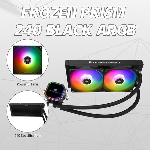 Frozen Prism 360 Black AIO Water Cooler,Liquid CPU Cooler, 3×120mm PWM Fans Water Cooling System,1850RPM High Speed,Compatible with AMD/AM4/AM5 in Kuwait