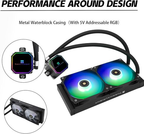 Frozen Prism 360 Black AIO Water Cooler,Liquid CPU Cooler, 3×120mm PWM Fans Water Cooling System,1850RPM High Speed,Compatible with AMD/AM4/AM5 in Kuwait