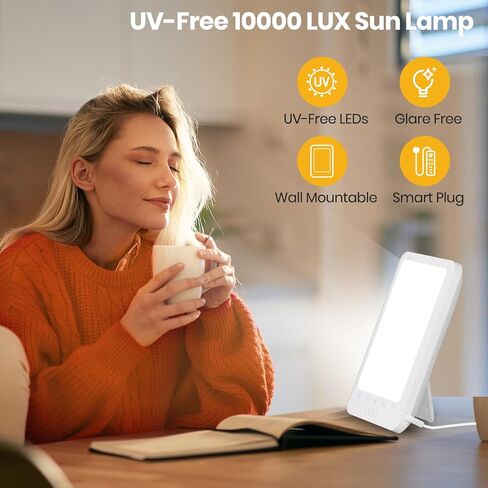LASTAR Light Therapy Lamp, 10000 Lux Sun Therapy Light with 4 Color Temperature & 11 Colored Lights, Portable Sunlight Lamp with Adjustable Brightness/Timer/Memory in Kuwait