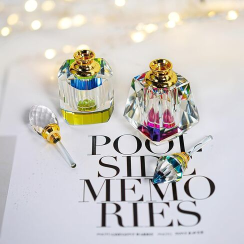 YU FENG Vintage Flower Glass Perfume Bottle Empty Refillable Painted Enameled Decorative Crystal Perfume Holder Container Scent Bottle(6ml) in Kuwait