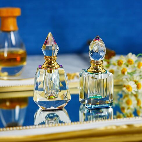 YU FENG Vintage Flower Glass Perfume Bottle Empty Refillable Painted Enameled Decorative Crystal Perfume Holder Container Scent Bottle(6ml) in Kuwait