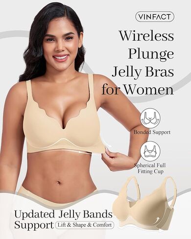 Vinfact Plunge v bras for Women no underwire Wireless Coverage Full Bralette Seamless tirt Tirm Everyday Sleep Bra in Kuwait
