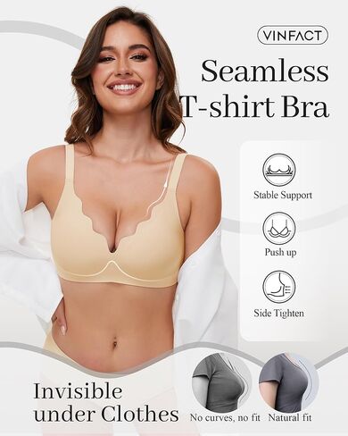 Vinfact Plunge v bras for Women no underwire Wireless Coverage Full Bralette Seamless tirt Tirm Everyday Sleep Bra in Kuwait