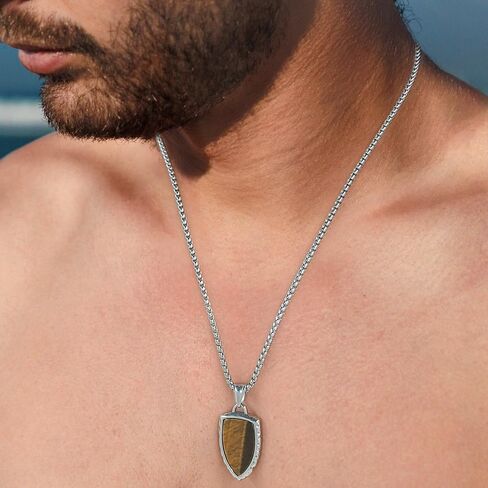Stainless Steel Necklace for Men Shield Pendant Necklaces for Men, Durable & Fade-Resistant, Stylish Jewelry Gift for Him in Saudi Arabia