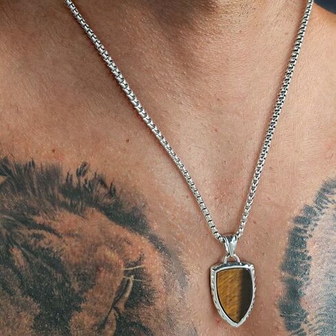 Stainless Steel Necklace for Men Shield Pendant Necklaces for Men, Durable & Fade-Resistant, Stylish Jewelry Gift for Him in Saudi Arabia