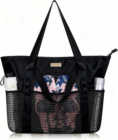 Lacdo Beach Bag for Women, Beach Tote Bag for Women, Waterproof Sandproof Foldable Pool Bag for Beach Vacation Pool Travel in Saudi Arabia