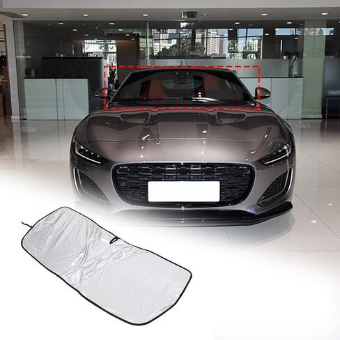 مظلة شمسية للزجاج الأمامي للسيارة ملائمة حسب الطلب متوافقة مع جاكوار F-Type 2013-2024 2025+، حاجب الشمس القابل للطي يحجب الأشعة فوق البنفسجية ظل الشمس لنافذة السيارة، يحافظ على برودة سيارتك (فضي) in Saudi Arabia