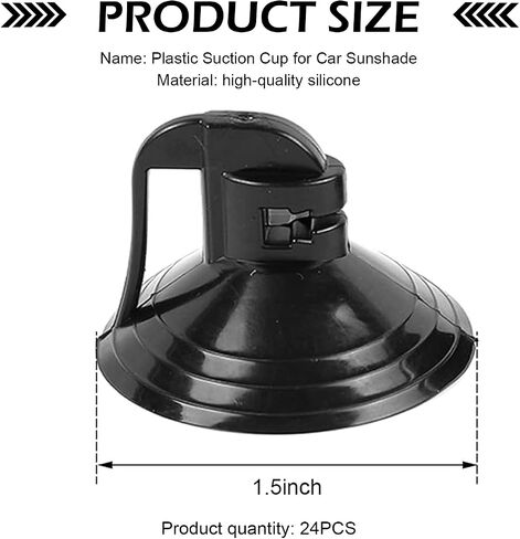 24 PCS PVC Suction Cup, Car Window Glass Mushroom Head Suction Cups, Reusable & Multi-Purpose & Strong-adsorption, Universal for Car Kitchen Bathroom Office (Black) in Saudi Arabia