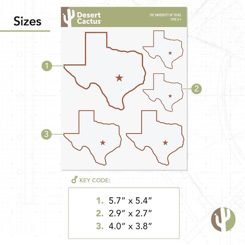 ملصقات جامعة تكساس لصبار الصحراء Longhorns UT Austin شارات الفينيل لزجاجة مياه الكمبيوتر المحمول ودفتر قصاصات السيارة 13.5x11 ورقة T3 (النوع 3-2) in Saudi Arabia