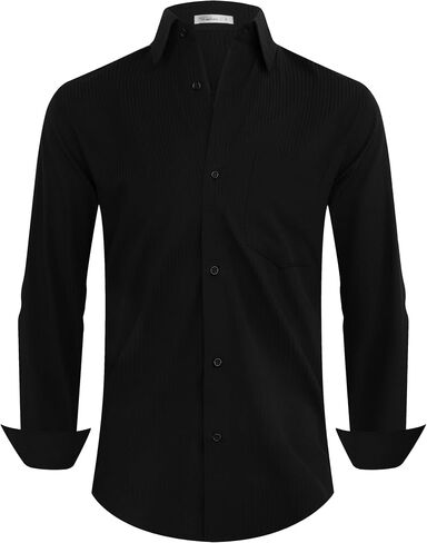 Men's Hawaiian Long Sleeve Dress Tropical Floral Printed Pattern Casual Button Down Wrinkle Free Shirts with Pocket in Saudi Arabia