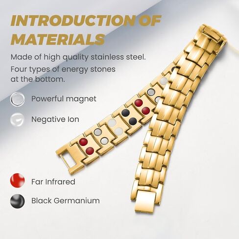 سوار مغناطيسي للرجال، أساور مغناطيسية من الفولاذ المقاوم للصدأ 15 مم مع صف مزدوج مغناطيس فائق القوة قابل للتعديل حجم مجوهرات العلاج المغناطيسي مع أداة تعديل الحجم in Kuwait