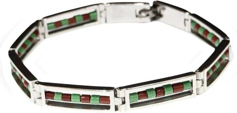 ilde de Orunla Stainless Steel Traditional Africano Bracelet, Green and Brown Link Design, Unisex Religious Style Babalawo religion santeria Orumila Ifa Yoruba in Saudi Arabia