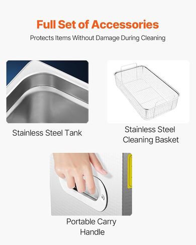 VEVOR 10L Sonic Gun Cleaner، آلة تنظيف احترافية فائقة الصوت بقدرة 300 واط مع مؤقت وسخان، منظف صوتي رقمي 40 كيلو هرتز مع سلة لأجزاء البندقية والرصاص والإمدادات العسكرية in Kuwait