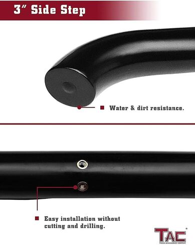 TAC Side Steps Fit 2001-2004 Toyota Tacoma Double Cab 3 inches Black Side Bars Nerf Bars Step Rails Running Boards Off Road Automotive Exterior Accessories (2 Pieces Running Boards) in Saudi Arabia