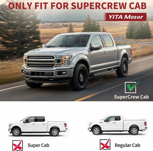 YITAMOTOR 6.5 inches Running Boards Replacement for 2015-2025 Ford F150 SuperCrew Cab, 2017-2024 F250 F350 Super Duty Crew Cab, Side Steps Nerf Bar Rails, Black in Saudi Arabia