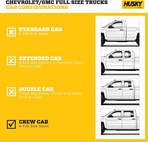 Husky Liners X-act Contour Floor Mats | Fits 2014-2018 Chevrolet Silverado & GMC Sierra 1500, 2019 LD; 2015-2019 Silverado/Sierra 2500/3500 Double & Crew CAB | Center Hump, 1-pc Black - 53151 in Saudi Arabia