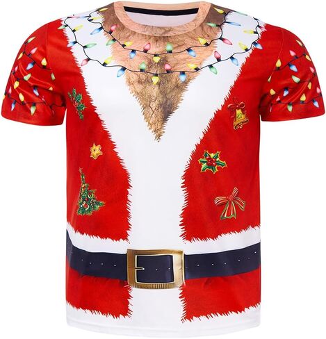 تيشيرتات uideazone الرجالية Ugly Christmas تي شيرت مضحك للعطلات بأكمام قصيرة ورسومات S-XXL in Kuwait