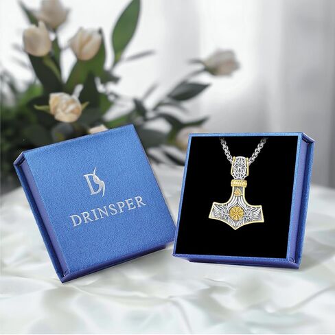 Viking Mjolnir Thors Hammer Necklace Norse Thor Talisman Amulet Pendant 925 Sterling Silver 18k Gold Plated Viking Jewelry Gifts for Men Women in Kuwait