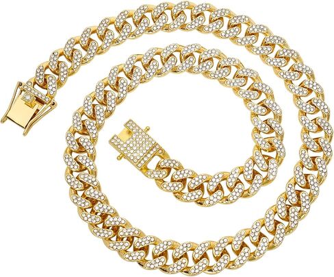 Cool Cuban Chain for Men - Stylish Mens Necklace 18/20 inch Cuban Chains in Silver & Gold - Comes With a Jewelry Box Hip Hop Jewelry Gift in Saudi Arabia