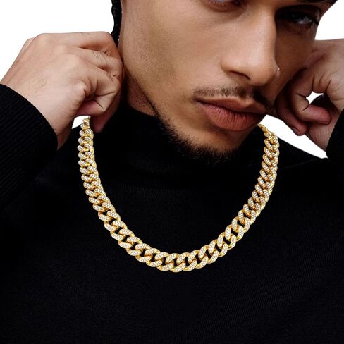 Cool Cuban Chain for Men - Stylish Mens Necklace 18/20 inch Cuban Chains in Silver & Gold - Comes With a Jewelry Box Hip Hop Jewelry Gift in Saudi Arabia