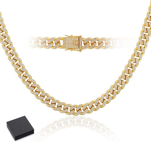 Cool Cuban Chain for Men - Stylish Mens Necklace 18/20 inch Cuban Chains in Silver & Gold - Comes With a Jewelry Box Hip Hop Jewelry Gift in Saudi Arabia