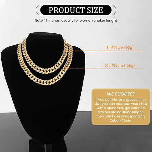 Cool Cuban Chain for Men - Stylish Mens Necklace 18/20 inch Cuban Chains in Silver & Gold - Comes With a Jewelry Box Hip Hop Jewelry Gift in Saudi Arabia
