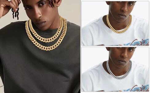 Cool Cuban Chain for Men - Stylish Mens Necklace 18/20 inch Cuban Chains in Silver & Gold - Comes With a Jewelry Box Hip Hop Jewelry Gift in Saudi Arabia