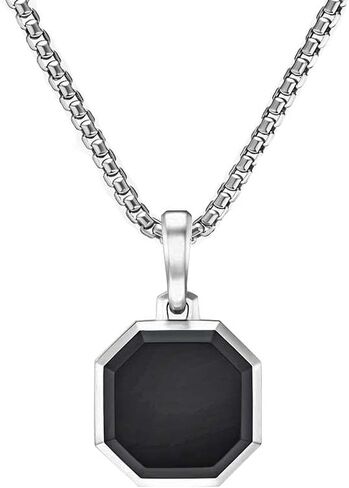 Men's Black Onyx Pendant 925 Sterling Silver – Handmade Hexagon Necklace Charm for Men, Unique Men's Jewelry Gift, Birthday Gift for Him (Pendant Only, No Chain) in Saudi Arabia