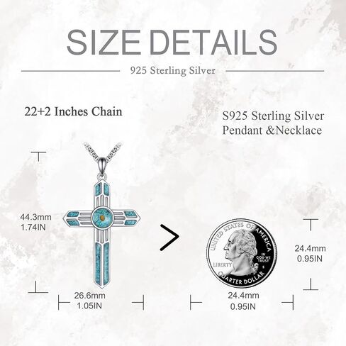 VONALA Black Cross Necklace for Men 925 Sterling Silver Turquoise Mustard Seed Cross Pendant Christian Necklace Jewelry Gifts for Women Men in Saudi Arabia
