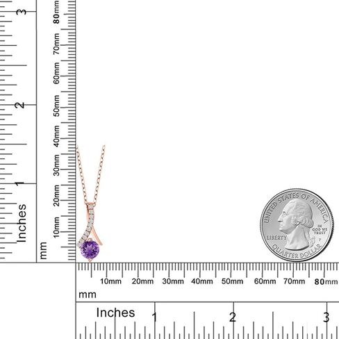 Gem Stone King 18K Rose Gold Round 6MM Gemstone Birthstone Pendant Necklace For Women | With 18 Inch Chain | Fine Jewelry Gifts for Her Mom Women Wife in Saudi Arabia
