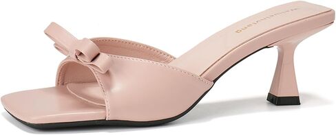 Women's Bow Kitten Heel Mule Sandals Fashion Square Open Toe Non-slip Slip-On Formal High Heel Sandals for Party, Evening in Kuwait