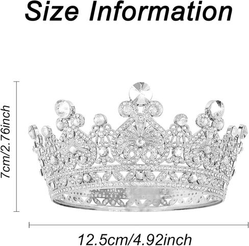 Princess Crown Gold Royal Tiara for Women Full Round Crown Cake Topper Elegant Hair Accessories for Prom Wedding Birthday Party Favors Pageant in Kuwait