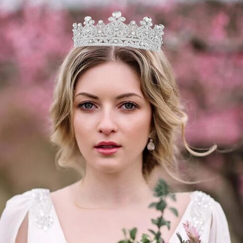 Princess Crown Gold Royal Tiara for Women Full Round Crown Cake Topper Elegant Hair Accessories for Prom Wedding Birthday Party Favors Pageant in Kuwait