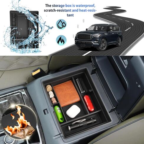 SHAOHAO for 2023 2024 Infiniti QX80 Center Console Organizer Fit for 2022 2023 2024 Accessories Infiniti QX80 Luxe/Premium Select/Sensory Armrest Storage Box Organizer Tray for Infiniti QX80 2023 2024 in Saudi Arabia