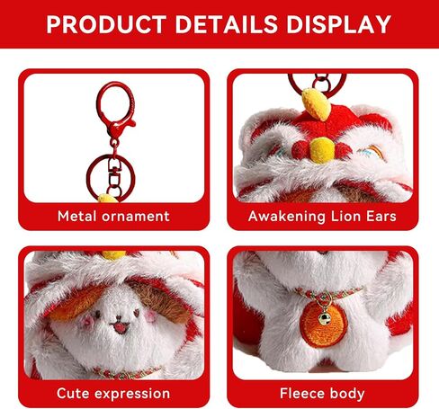 Chinese Style Traditional Lion Dance Keychain Kawaii Cute in Saudi Arabia