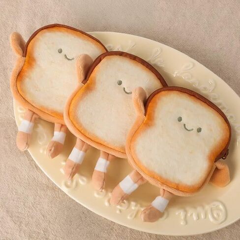 Cartoon Toast Coin Purse Keychain Women Cute Plush Bread Doll Earphone Coin Key Bag Pendant Gifts in Saudi Arabia