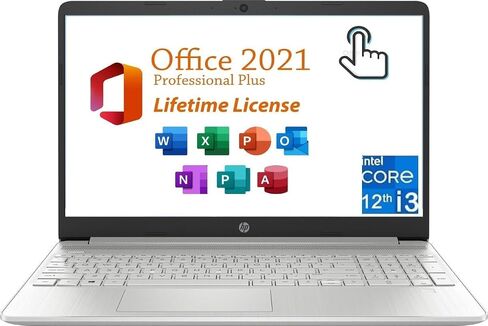 HP 2024 Newest 15 Laptop 15.6" HD+ Touchscreen, Intel Core i3-1215U, with Microsoft Office 365, 8GB RAM, 256GB PCIe SSD,Win 11 Home Long Battery Life, Natural Silver in Saudi Arabia